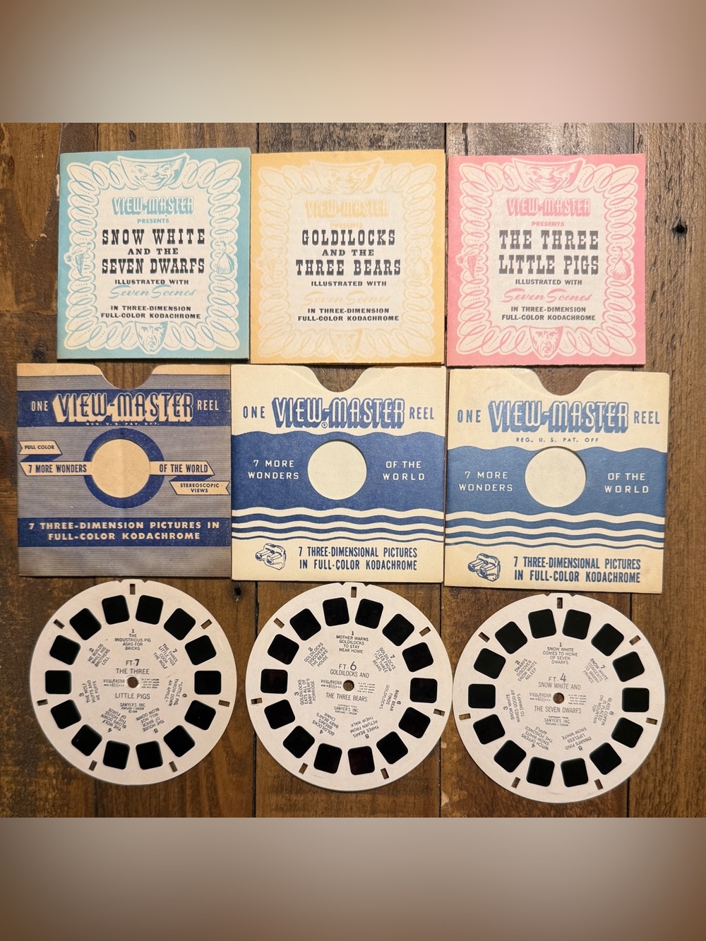 Vintage 1940s Sawyer’s View-Master Fairy Tales Set Reels Storybooks & Sleeves